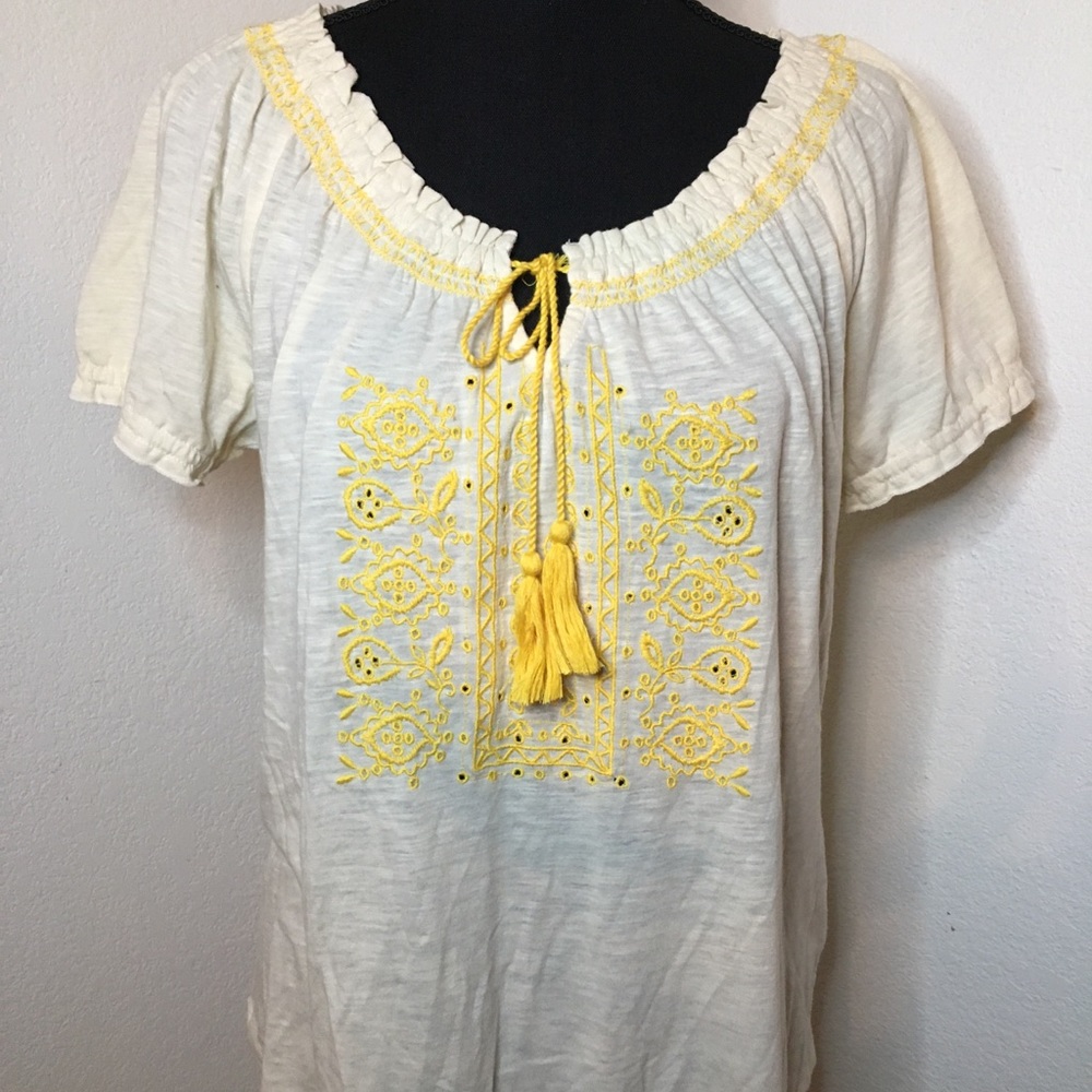 Lucky Brand medium cream and yellow top